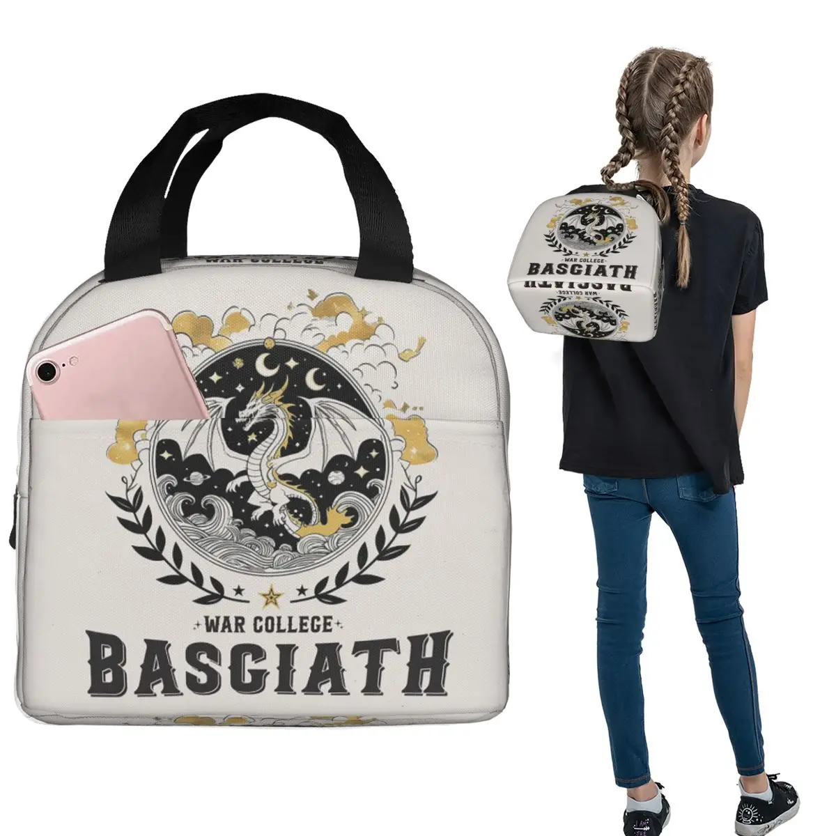 حقيبة غداء معزولة للكلية من الجناح الرابع Basgiath War للنساء والأطفال، صناديق طعام محمولة، صندوق غداء حراري