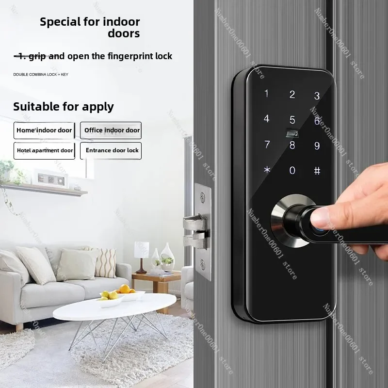 

Wooden Door Fingerprint Password Lock Home Apartment Bedroom Office Electronic Induction Lock