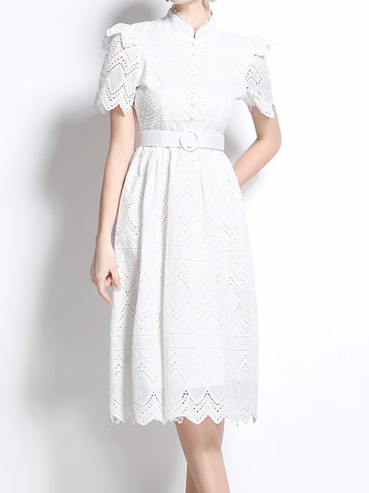 SMTHAM Sommer Elegante Lange Hülse Spitze Chiffon Maxi Party Kleid frauen Gürtel Plissee Abend Prom Vestidos Aushöhlen Robe