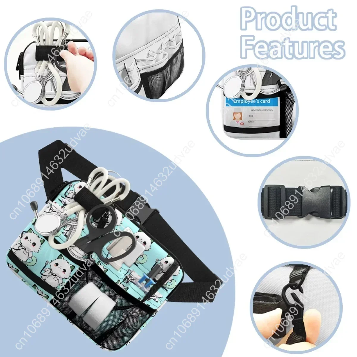 Bolsas de cinturón médico de dibujos animados para enfermera y gato, bolsillo portátil de ocio personalizado, herramientas de Hospital, almacenamiento de medicina, bolsas de cintura