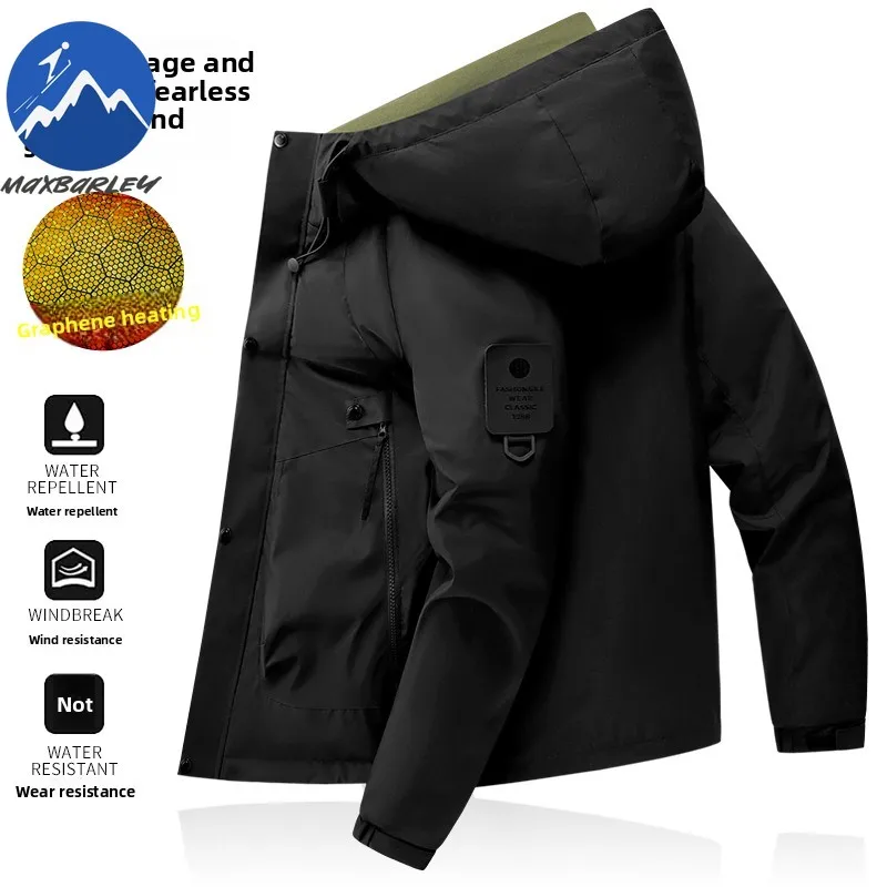 

Winter Lightweight Graphene Jacket Men Outdoor Adventure Windproof Warm Padded Jacket Fashion Hooded Cold Resistant Ski Coat