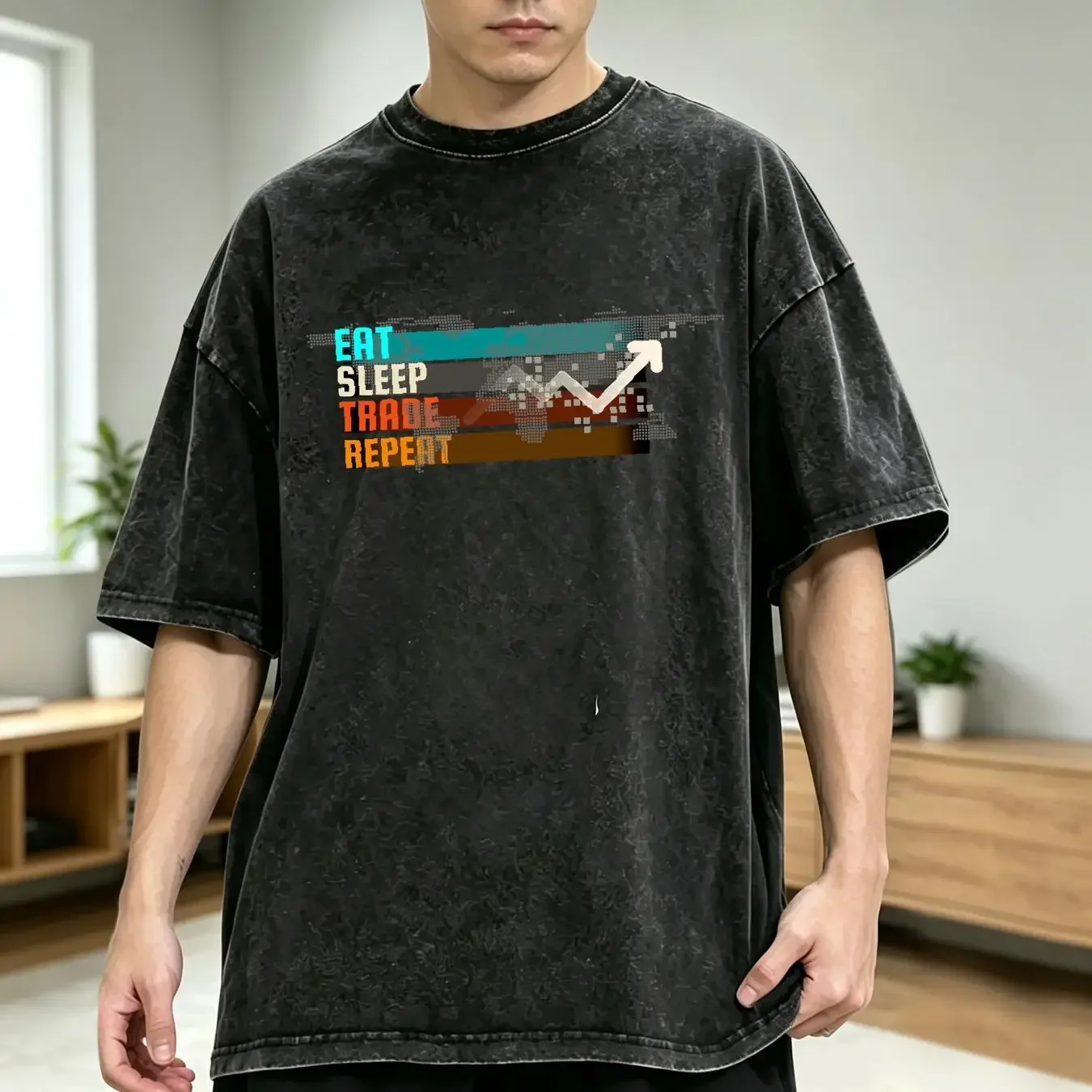 washed T Shirt Eat Sleep Trade RepeaT For Day Trader Stock Cryptocurrencies Options Forex Tank top long or short sleeves