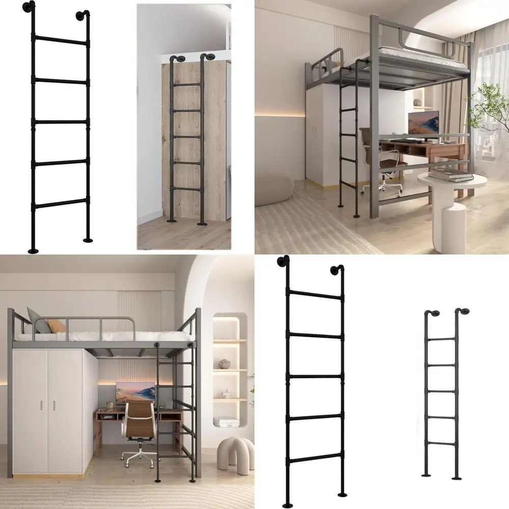 

Wall-Mounted Iron Egress Ladder for RV Bunk Beds, 5.6ft x 1.5ft, Ideal for Lofts, Attics, and Decks