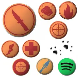 Game-T-tF2-Engineer-Explorer Red Blue TeamS Cool Badges Tinplate Soft Button Pin Brooch Metal Badge Custom Jewelry Accessories H