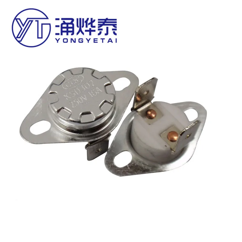 

YYT 5PCS Temperature control switch KSD302/KSD301 40 degrees -300 degrees normally closed high current ceramic 16A250V