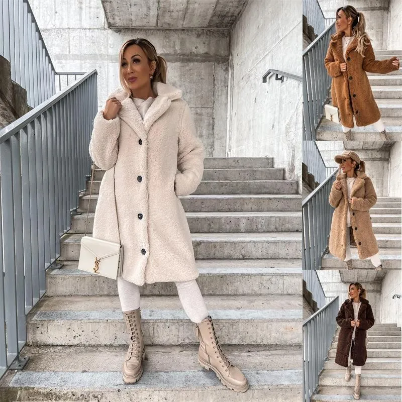 

Women's Winter 2025 Hot Selling Fluffy Long Sleeve Lapel Faux Fur Long Coat - Stylish Loose Fit Warm Outerwear