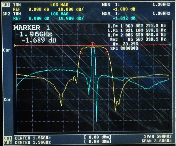 SAW bandpass filter for 1960MHz UMTS/PCS system, 1dB bandpass 1930-1990MHz