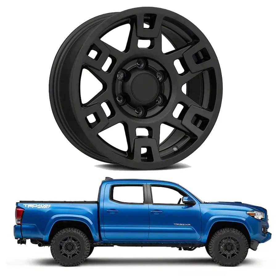 17 inch Alloy Matte Black PTR20-35110-BK 6-Lug 17X8 17X9 Passenger Car Wheels Rims for Tacoma 2016-2024 4Runner FJ Cruiser