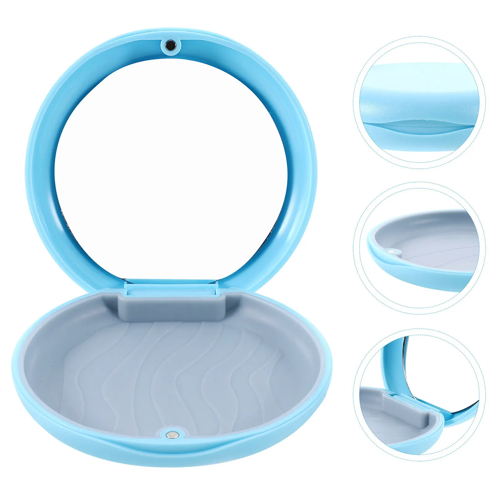 Small Portable Retainer Holder Magnetic Closure Denture Storage Box with Mirror Travel Carry Case Retainer Case