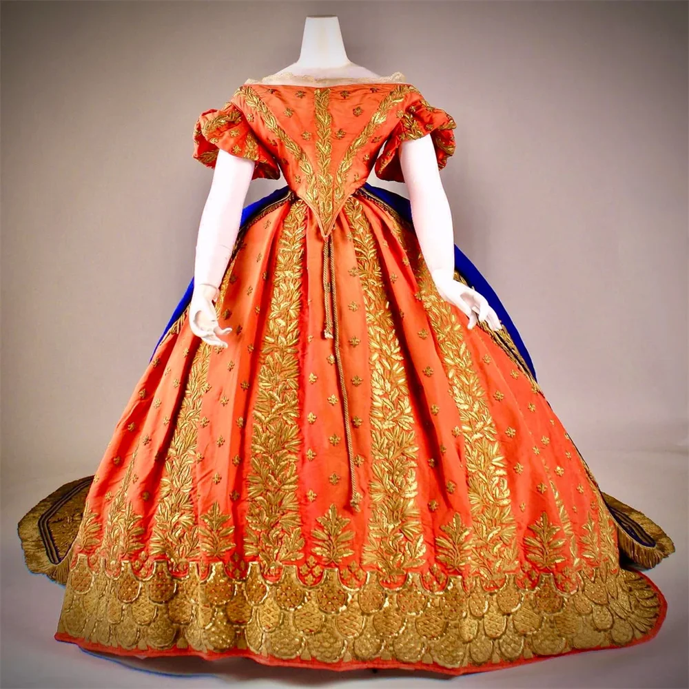 

1860s French Royal Court Victorian Renaissance Bustle Evening Dress Marie Antoinette Reenactment Ball Gown
