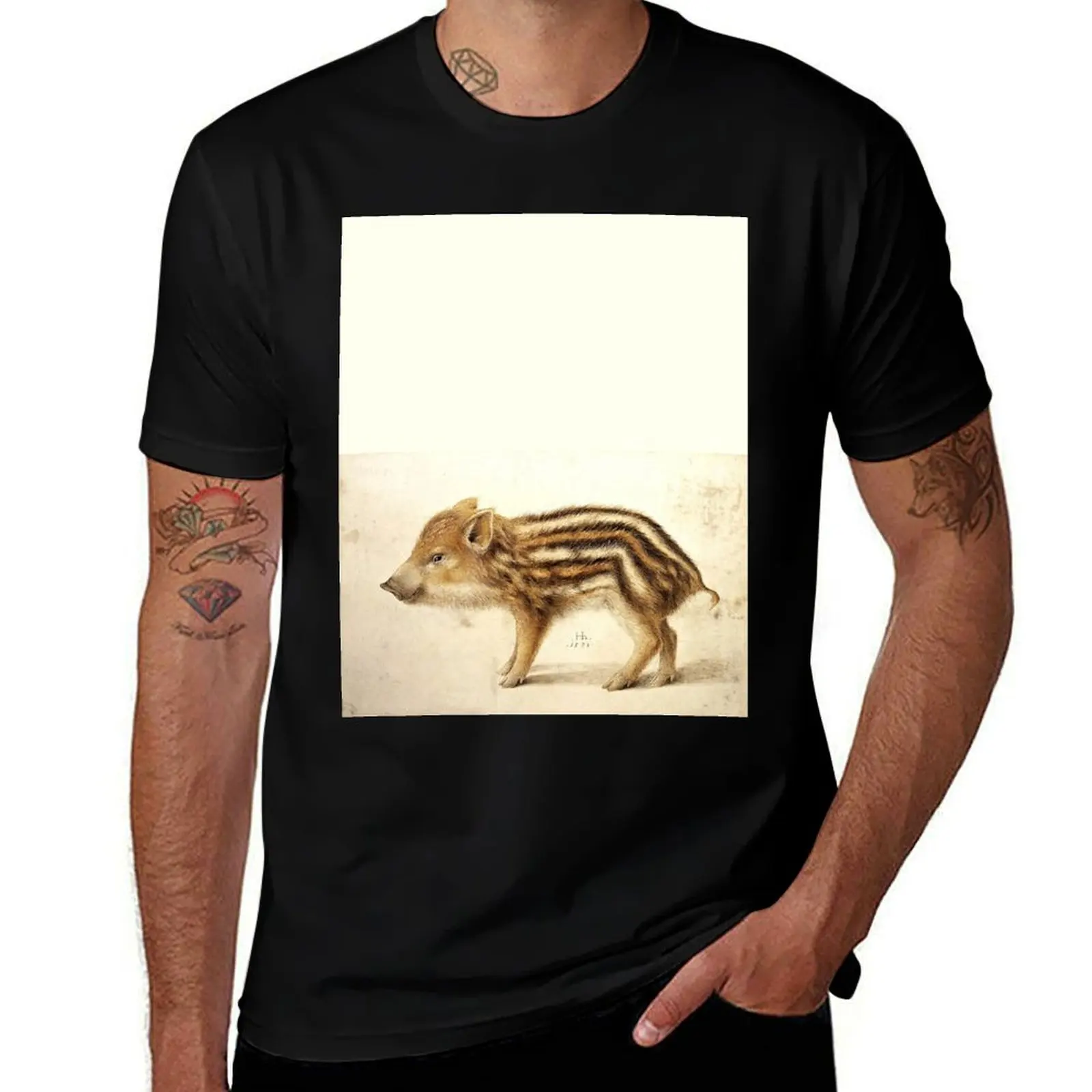 WILD BOAR PIGLET Watercolor Animal Drawings T-Shirt Breathable Travel T-Shirt