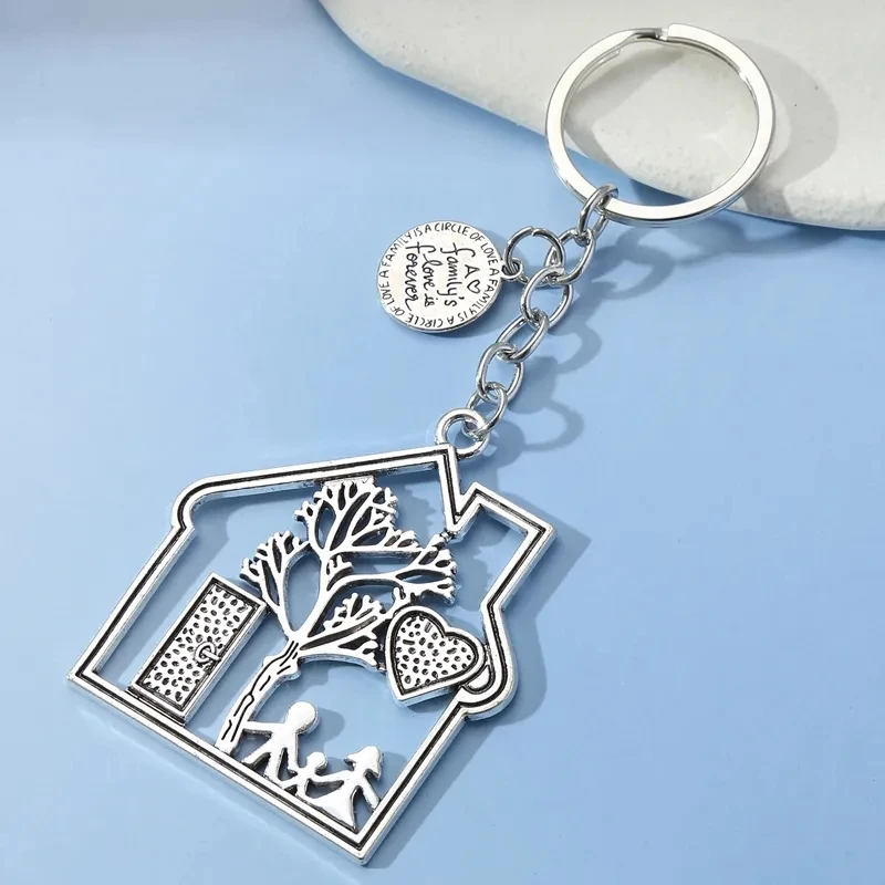 Family Gifts Keychain Dad Mom Child Love House Key Ring Kinship Chains For Women Men Handbag Accessorie Jewelry