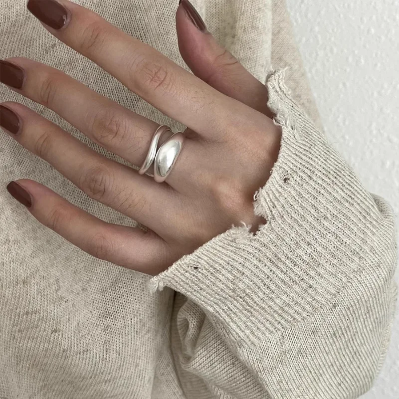 Women's 925 Sterling Silver Irregular Stackable Rings, Vintage