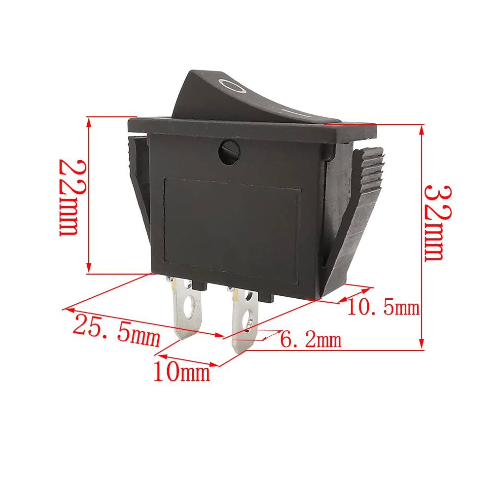 KCD3 Rocker Switch AC 16A/250V 20A/125V 2 Positions ON-OFF Black Boat Switch 2 Pin Electrical Equipment Power Switches