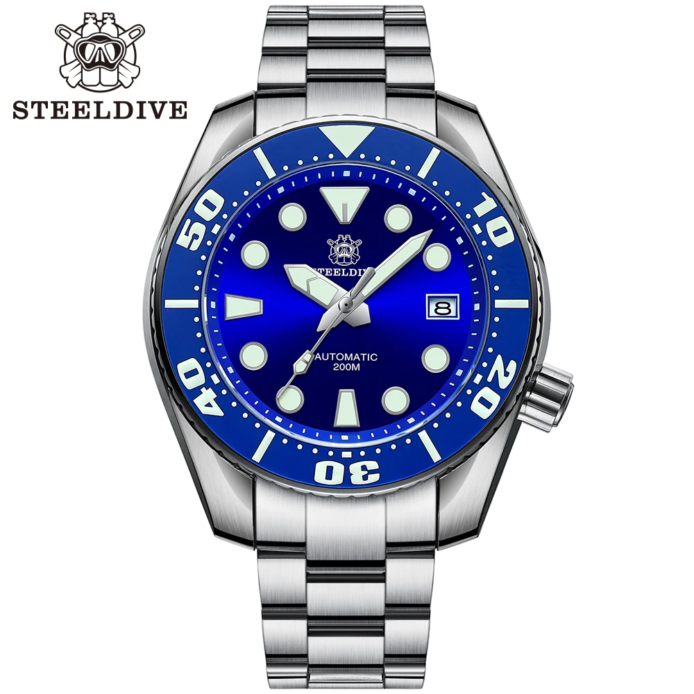 STEELDIVE 1971 Japan NH35 Sapphire Crystal Watches For Men Diver Watch Automatic Mechanical Watch Movement NH35 C3 Luminous