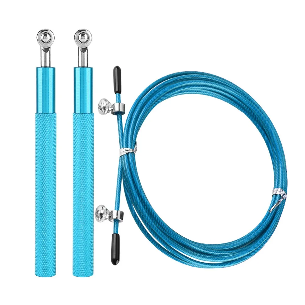 Aluminium Alloy Handle Skipping Rope Ball Bearing Steel Coated Rope Adjustable Skipping Rope 360° Swivel Adjustable Length