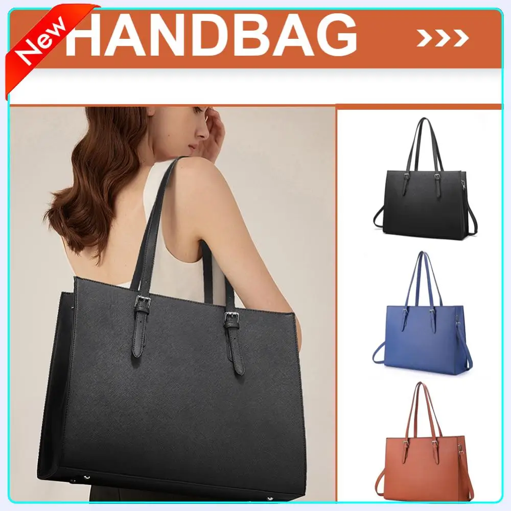 

15.6 Inch Large Shoulder Bag PU Leather Business Office Bag Multipocket Large Capacity Waterproof Women Business Travel Handbag