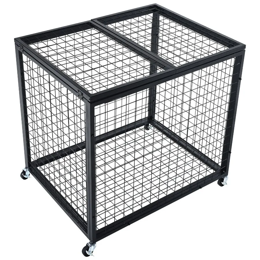 

Rolling Sports Ball Storage Cart Lockable Basketball Cage with Double Lids Sport Equipment Holder Organizer for Indoor Outdoor
