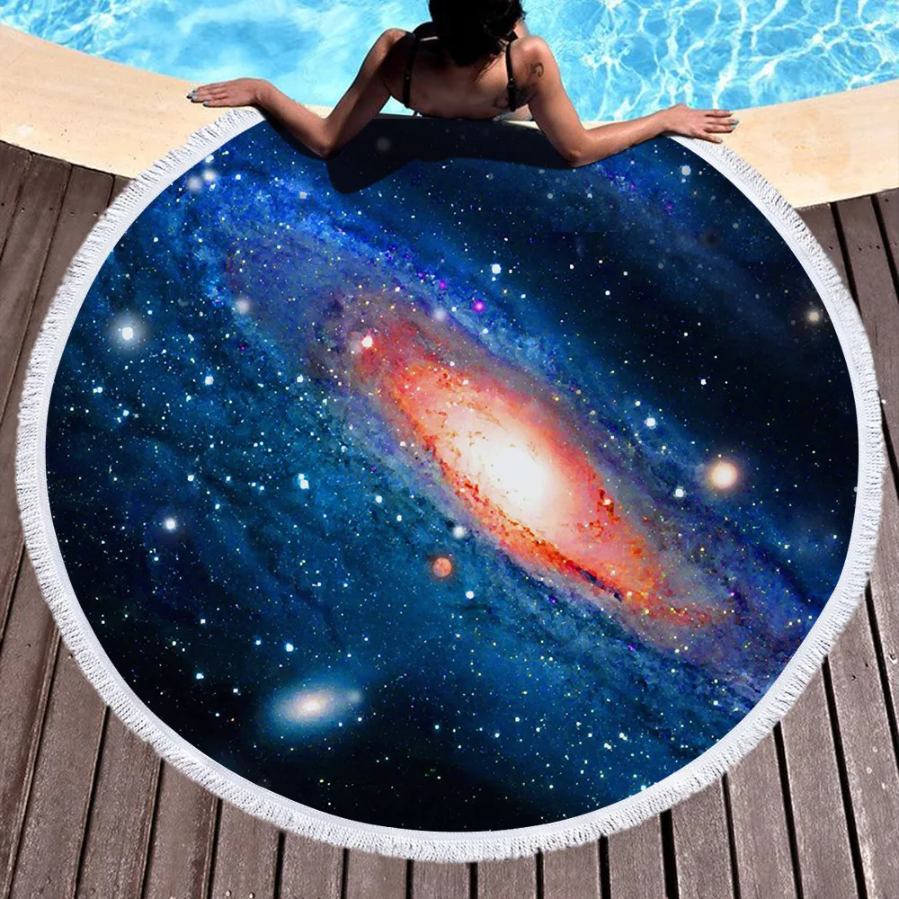 

Towel Beach Towel Shawl Fast Drying Swimming Gym Camping Big Round Beach Towel Galaxy 3D Printed Beach Towel 11 Style