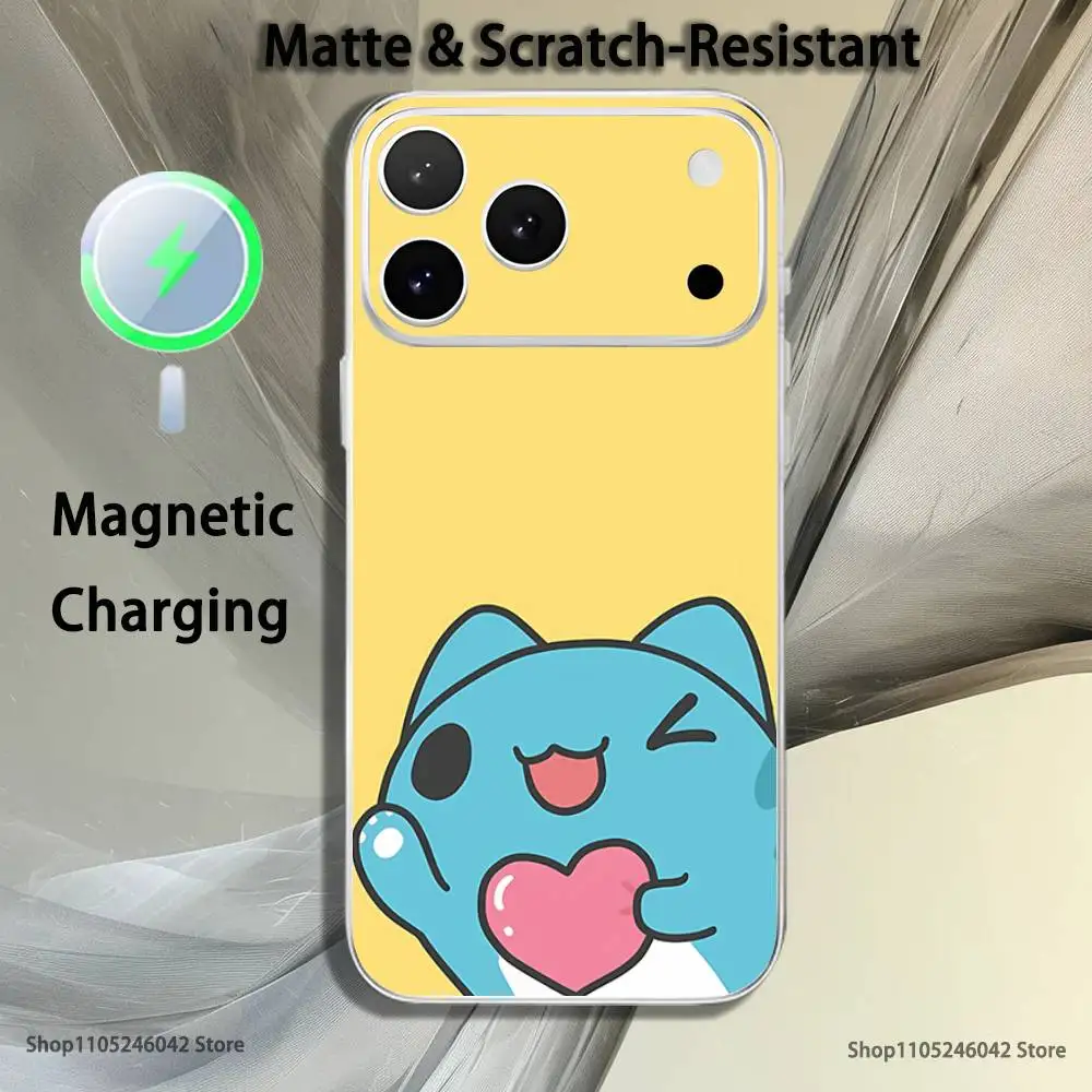 Bonito b-bugcat capoo transparente branco caso de telefone para iphone 17,16,15,14,13,12, pro, max, plus, mini, se4, e carregamento magnético sem fio