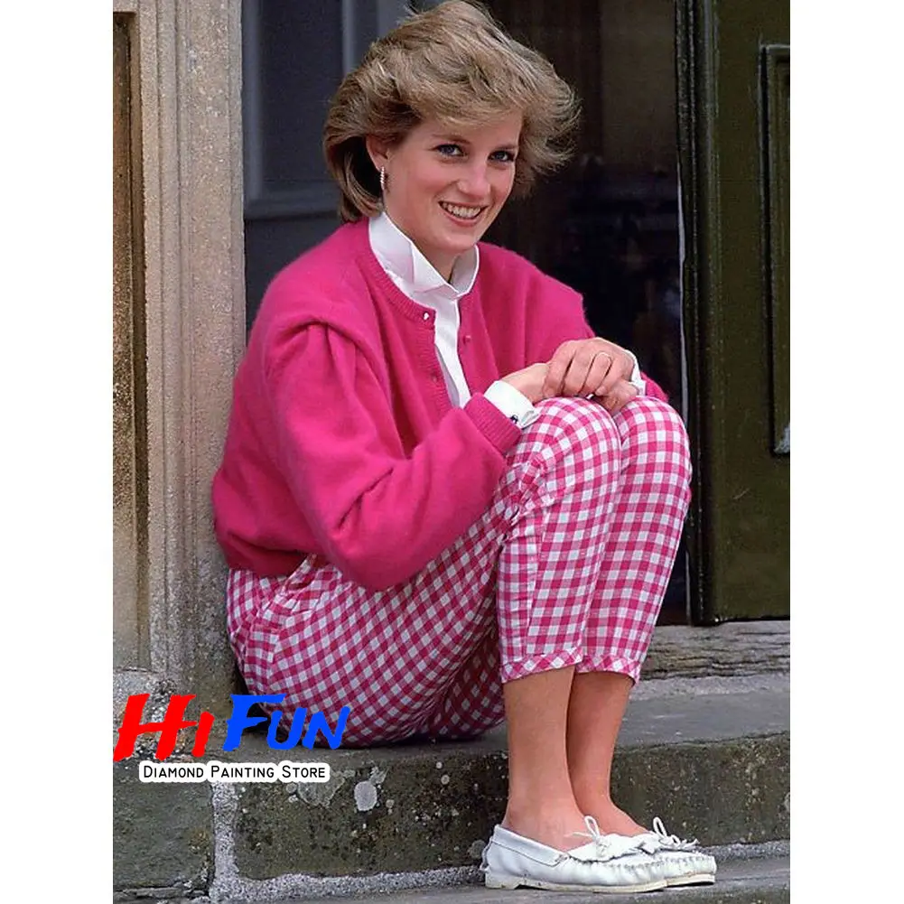 5D Celebrity Woman Diamond Painting Princess of Wales Portrait Full Drill DIY Diamond Art Kits Royal Elegant Wall Art Poster image 3