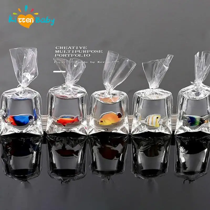 Dollhouse Miniature Cute Fish Bag Aquarium Doll House Home Ornament Toy For Dollhouse Decoration Crafts Kids Gift