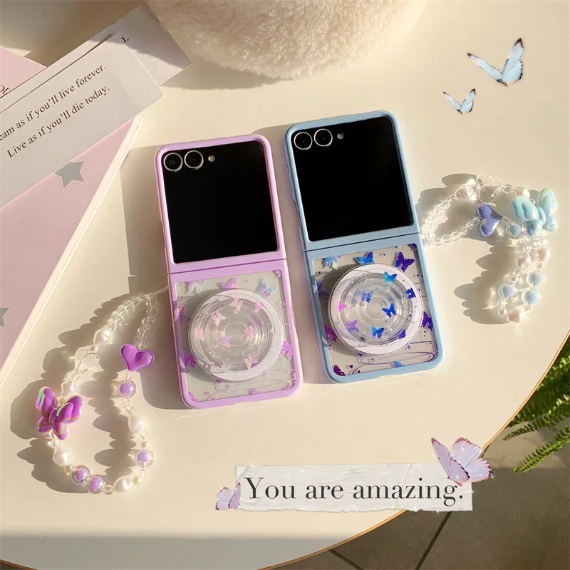 

Creative Gradient Butterfly Magsafe for Samsung Galaxy Z Flip 7 6 5 4 Protective Back Cover for ZFlip5 ZFlip6 ZFlip7 Case Shell