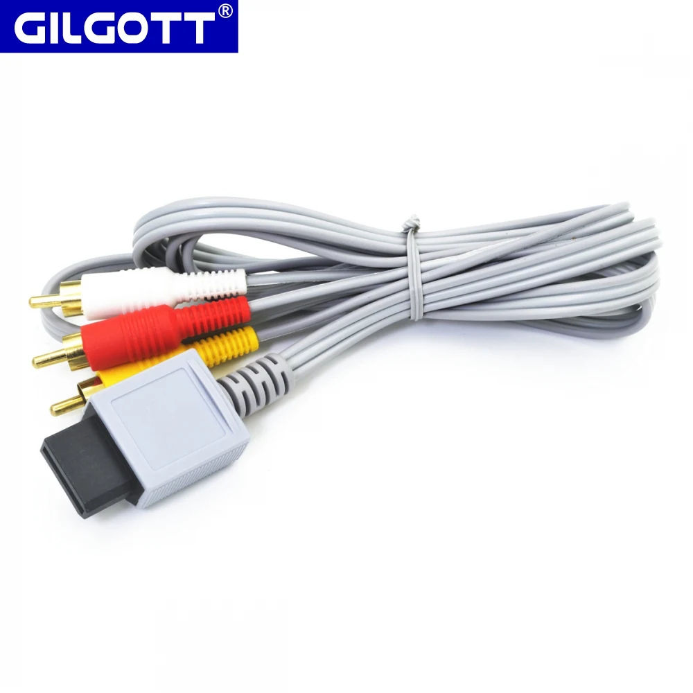 1.8m Gold-plated  3RCA Cable for Nintendo Wii Console Audio Video AV Cable Composite 480p 3 RCA for Wii Cord