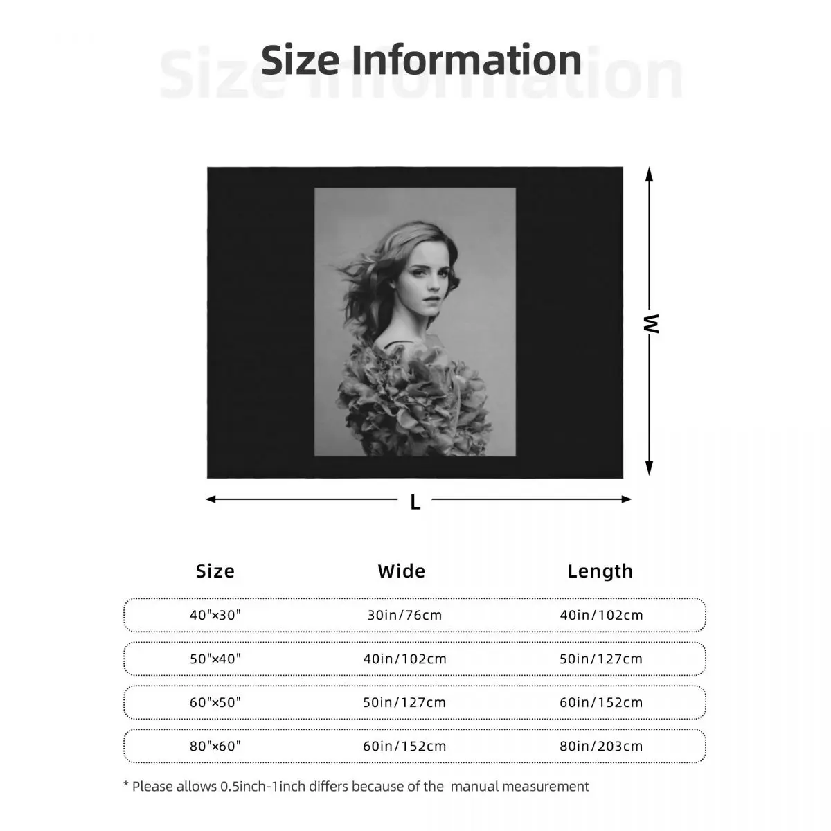 إيما واتسون تي شيرت كلاسيكي رمي بطانية زينة عيد الميلاد أشعث للأطفال بطانيات رمي كبيرة جدًا