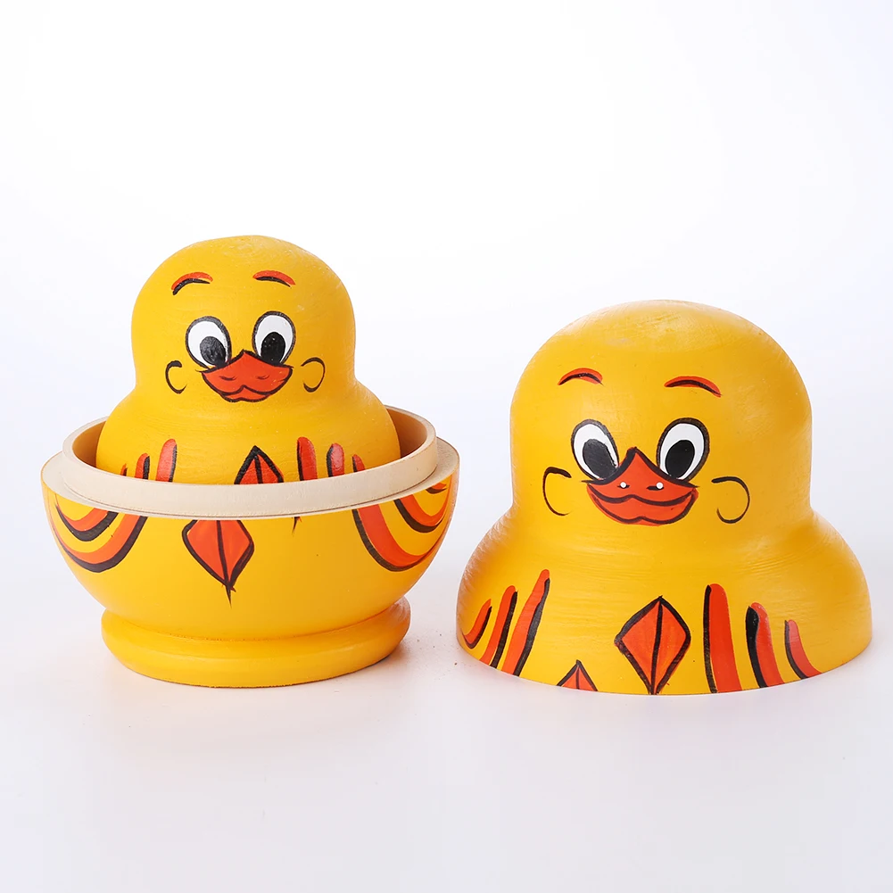 10-laags handgemaakte handgeschilderde kunst ambachten gele eend Matryoshka houten Babushka poppen speelgoed decoratie ornamenten