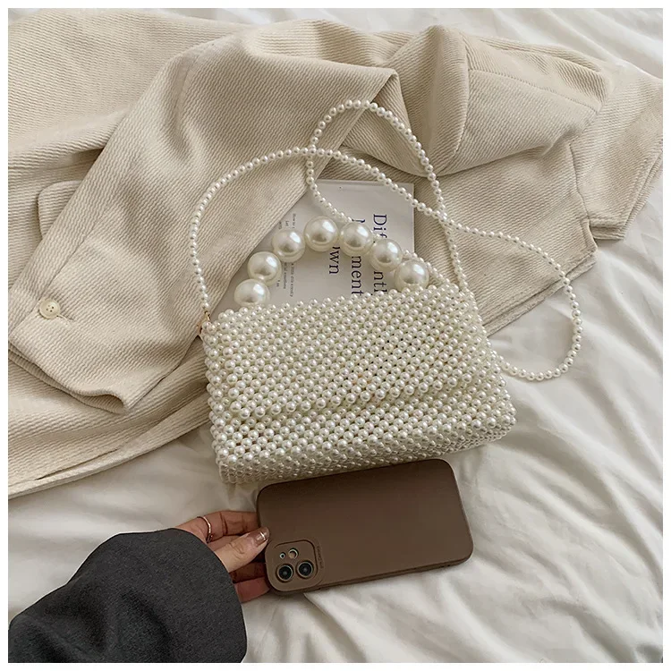 Fairy Bag Summer 2024 New Pearl Handle One-shoulder Holiday Woven Bag Purses and Handbags  Crossbody Bags for Women