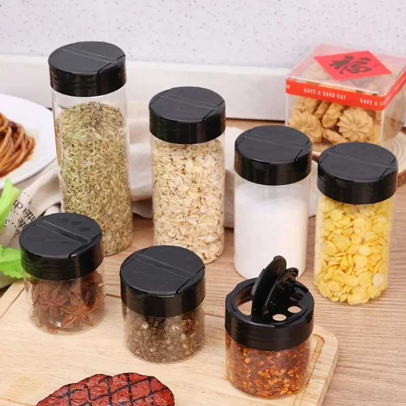 12/1x Clear Spices Bottle Seasoning Containers Salt Pepper Shakers Barbecue Condiment Box Household Kitchen Powder Storage Can
