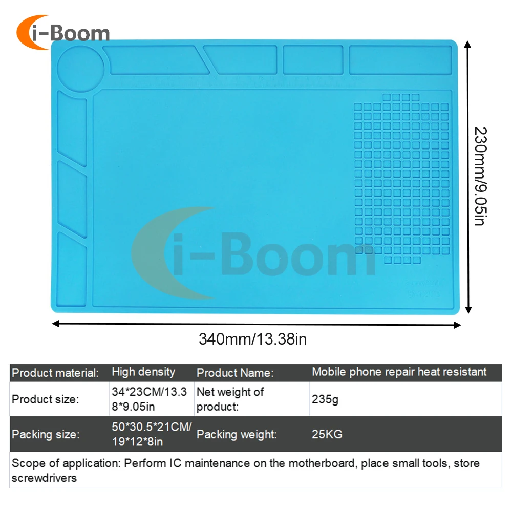 340*230mm Repair Pad Insulation Heat-Resistant Silicon Soldering Mat Work Pad Desk Platform Solder Rework Repair Tool Station