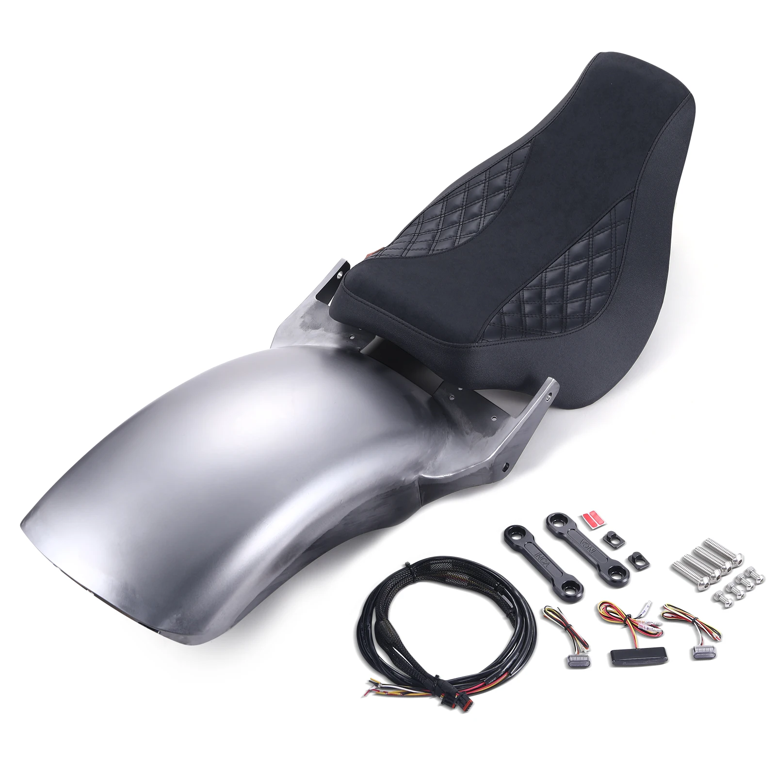 Alloy Steel Short Rear Fender Black Solo Seat for Harley Softail Fat Boy Breakout Fxbr Flfb 2018-2024