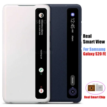 Window view clear smart protective cover for Samsung Galaxy S20 FE 5G Flip FE flip-free smart chip flip leather cases