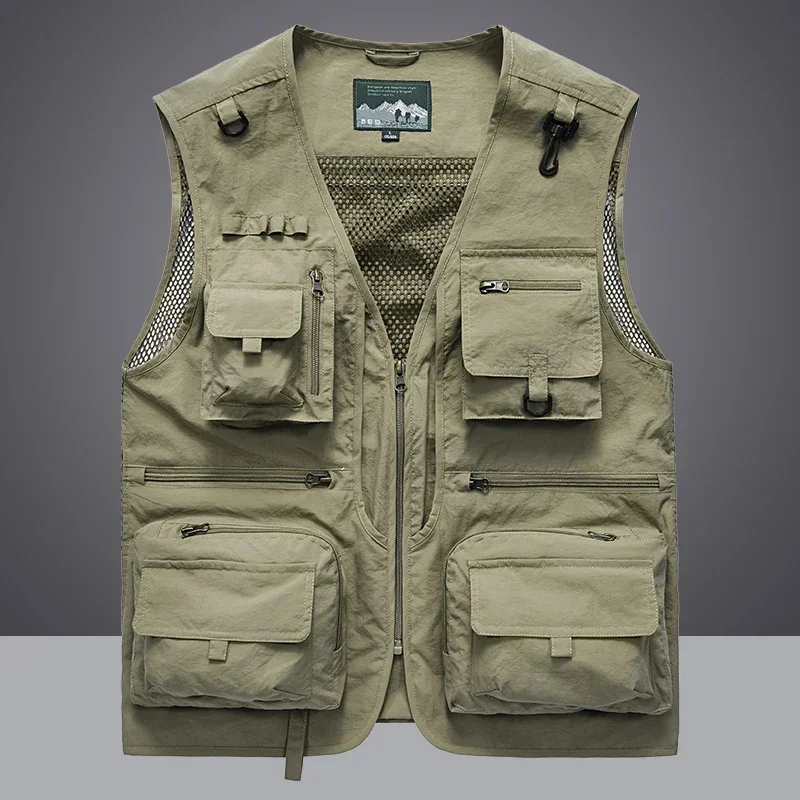 

14 Pockets Summer New Men US Tactical Hiking Fishing Vest Mens Photographer Waistcoat Mesh Cargo Sleeveless Jacket Tool Vest 7XL