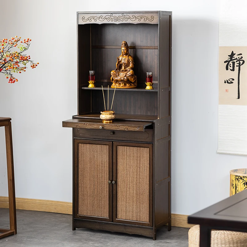 PQF Buddha Shrine Altar Cabinet Altar Living Room Buddha Statue Clothes Closet God of Wealth Bodhisattva Worship Table