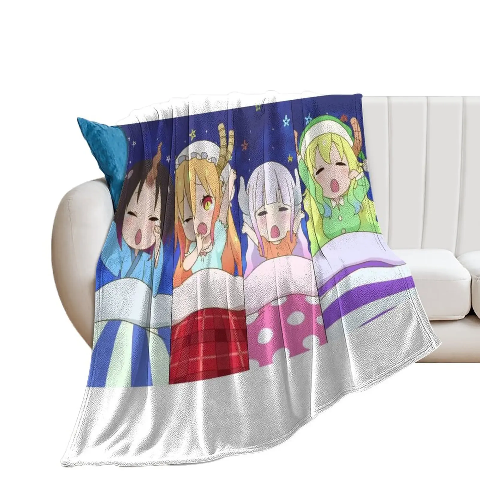 Miss Kobayashi's Dragon Maid/ Kobayashi-san Chi no Maid Dragon Throw Blanket Hairys Warm wednesday Soft Plaid Blankets