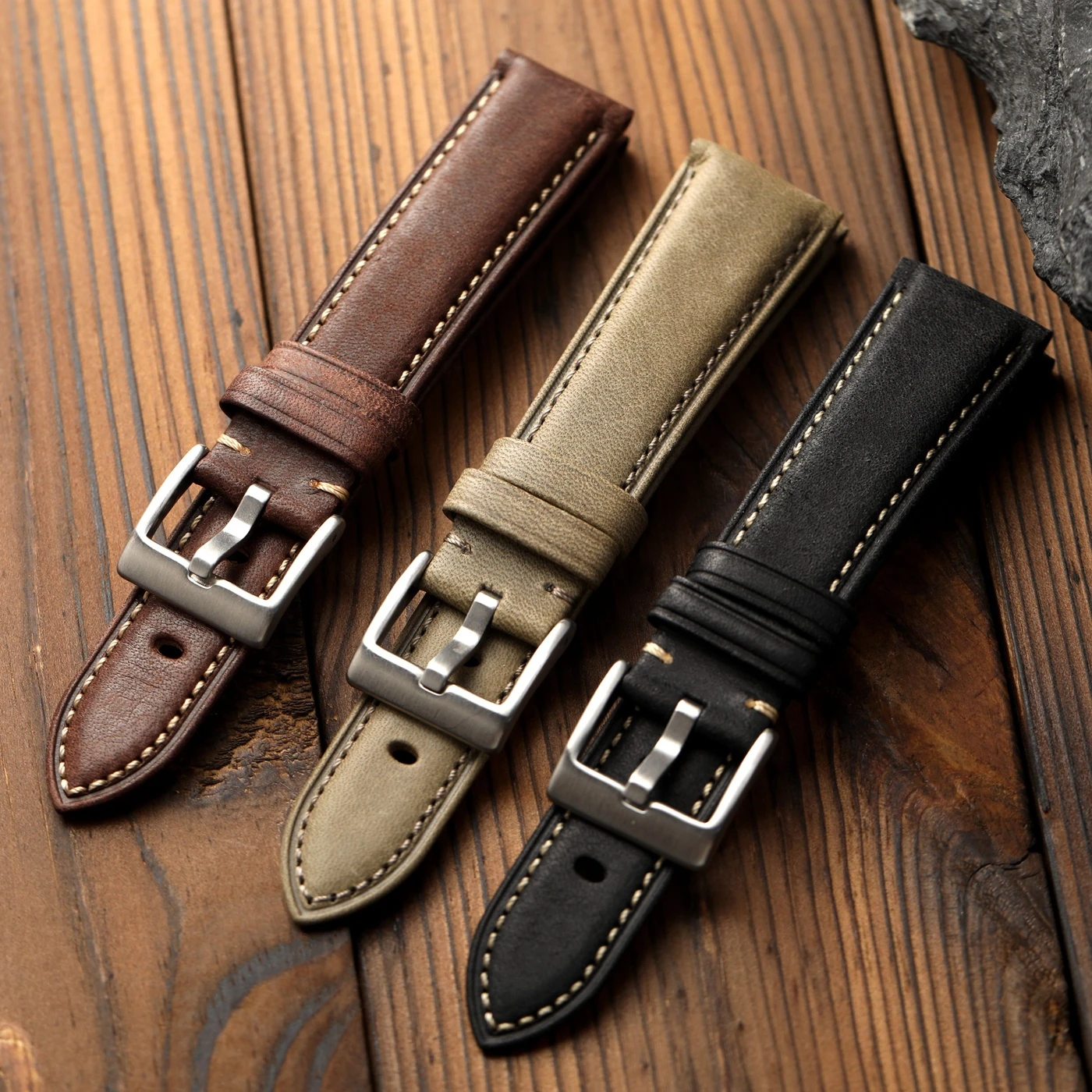 Handmade Italian leather watchband, 18 19 20 21 22MM, luxurious vintage style, first-layer cowhide, suitable for mechanical spor