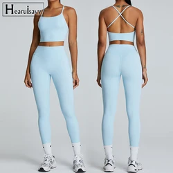 Hearuisavy 2Pcs Sports Set Women Yoga Suit Gym Bra Set Fitness Set Women Running Workout Clothing Tracksuit Sportswear Female