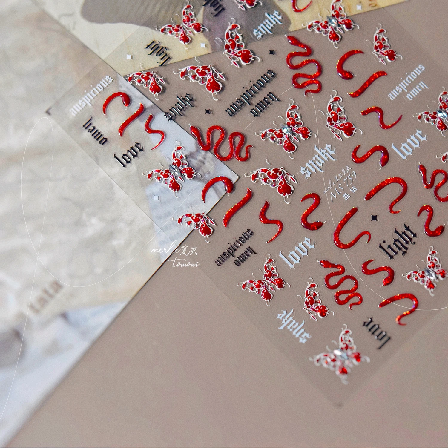 5D Colorful Butterfly Nail Stickers with Embossed Color Laser Stickers Adhering to Nail Art Decorations Pressing on Nails