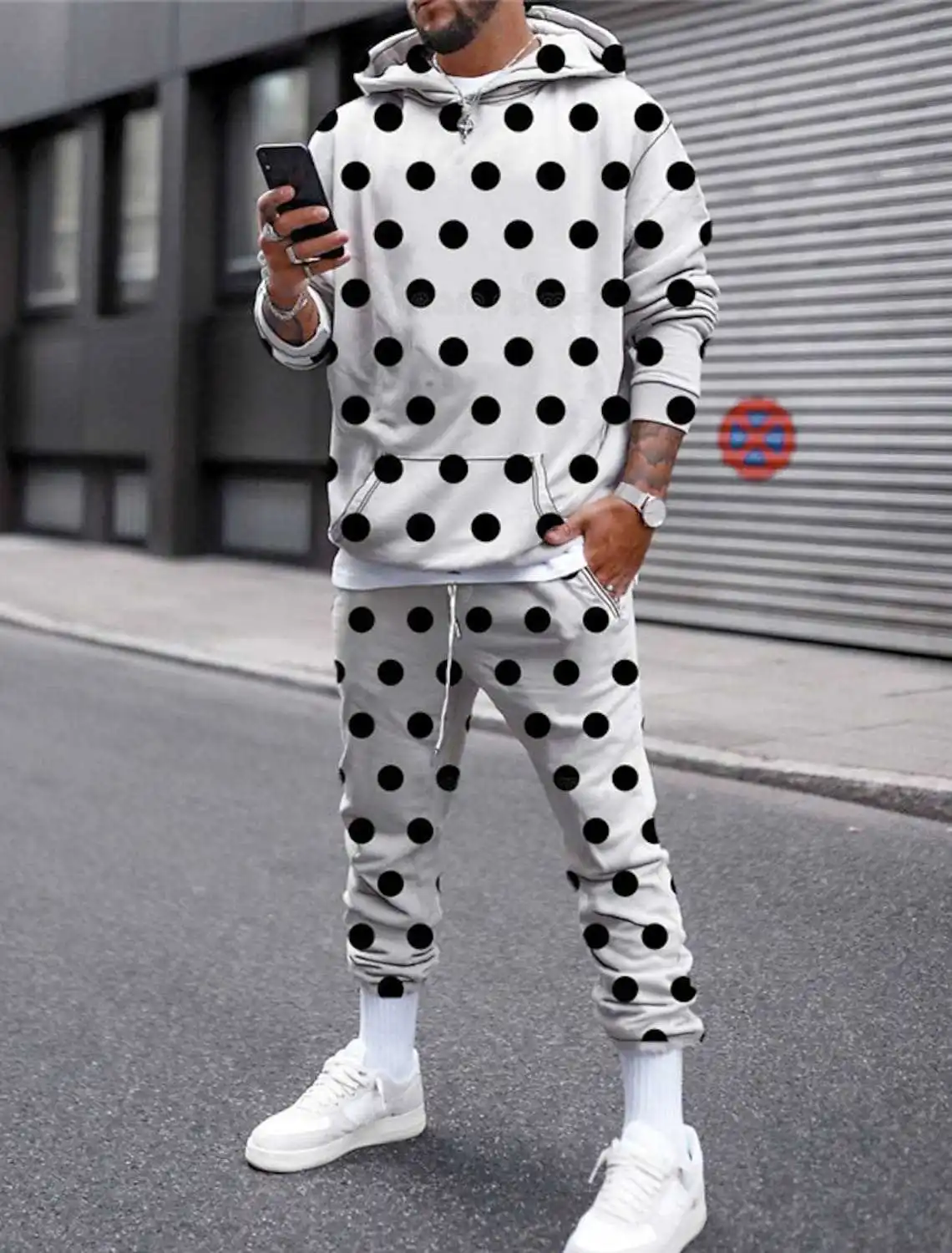 Stippen 3D Gedrukt Hoodie Pak Herfst Mannen Casual Sweatshirts Hoodies Joggingbroek Mode Tweedelige Trainingspak Set Man Kleding