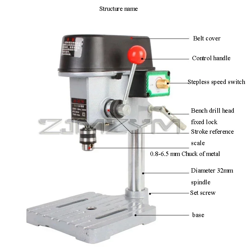 Miniature Bench Drill Big Power Mini Drill Press Plate Drilling Machine Small Table Drilling Multifunctional All Copper Motor