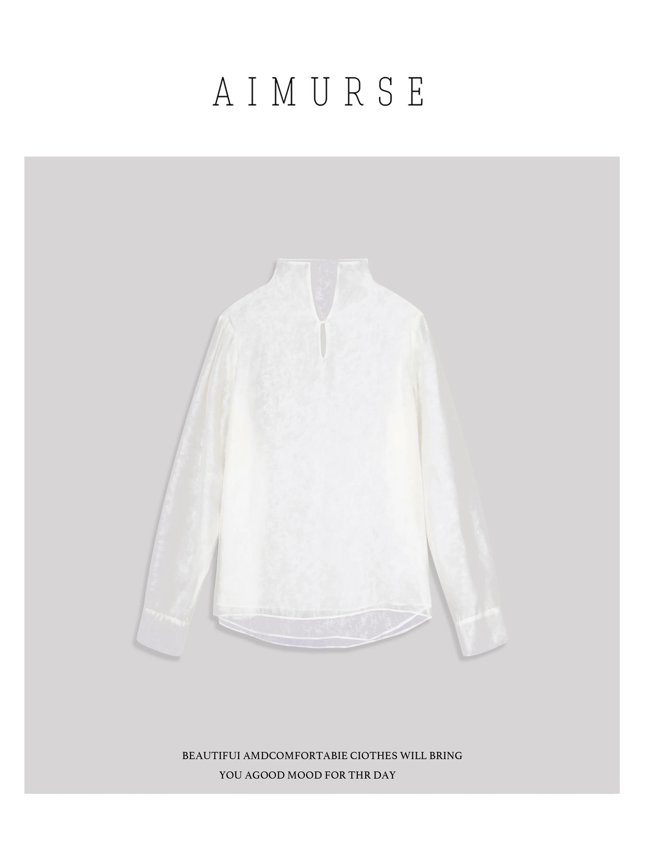 

AIMURSE Cloud Tead Faionable Translucent Versatile Top Women's Polyester Fiber Long Sve Breathable irt