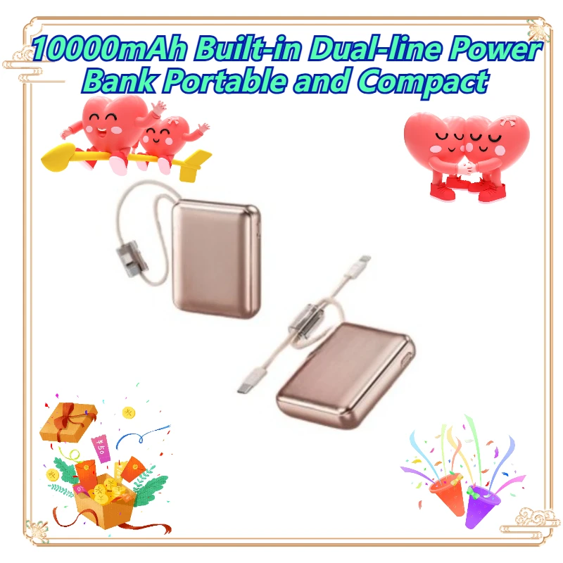 

10000mAh Built-in Dual-line Power Bank Portable and Compact