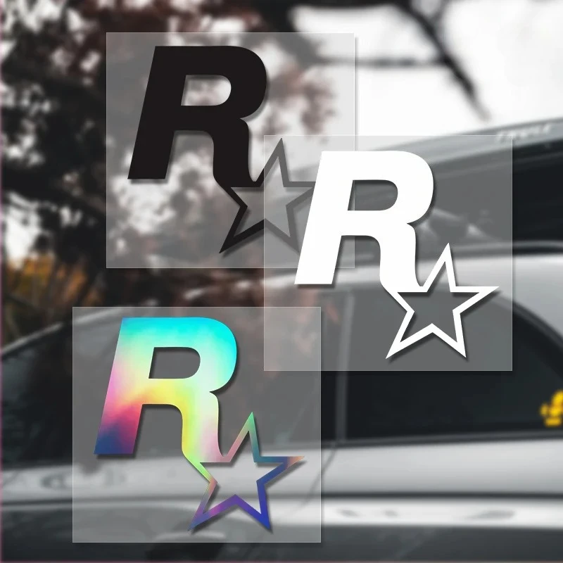 Adesivos de Vinil Impermeáveis com Logo Estrela de 5 Pontas R-Star para Carro, Moto, Capacete, Laptop, Tanque, Carenagem e Decoração Externa Automotiv
