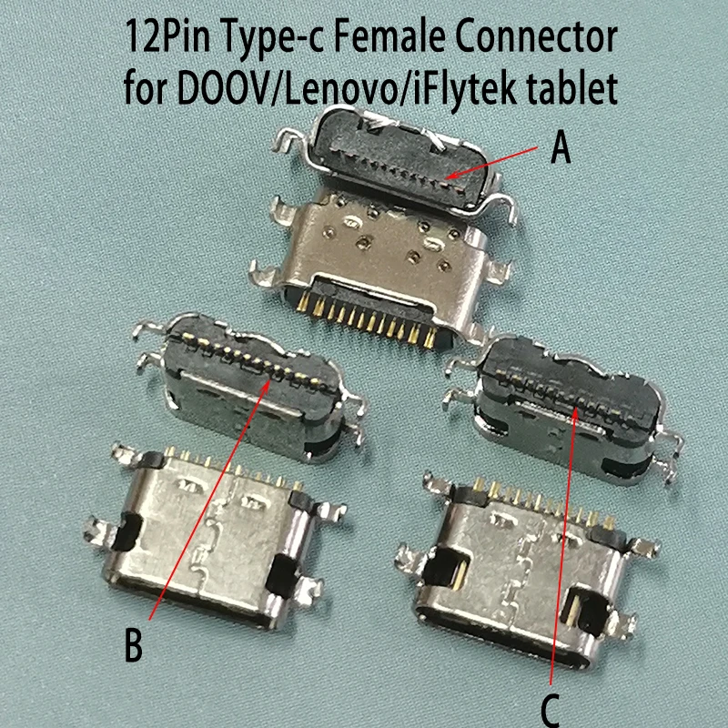 

2-10PCS 12Pin Female USB Charging Port 12P Type c Socket Connector Type-c Plug For iFlytek tablet For Lenovo TB-X605F/M USB Jack