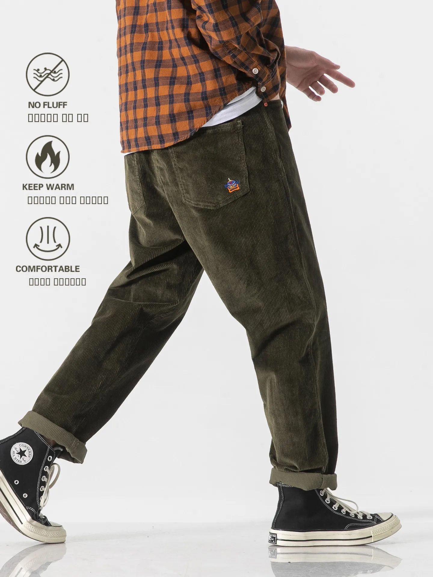 

American Sle Retro Heavyweight Corduroy Workwear Pants Men's Autumn Winter Warm Loose Casual Sports Long Trousers