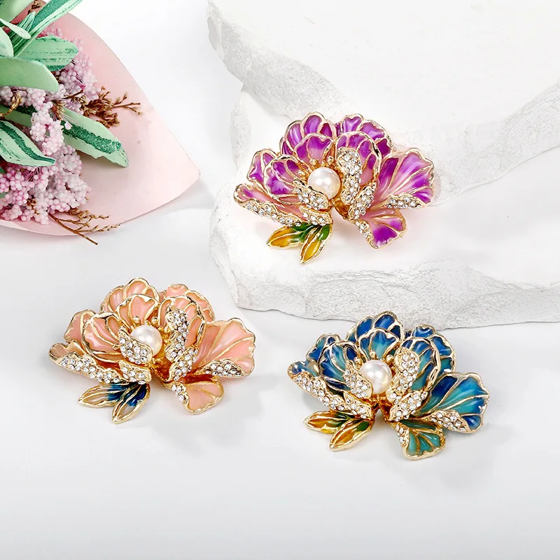 Vintage Fortune large flower brooch peony begonia rose pin men and women versatile clothing bag accessories jewelry gift