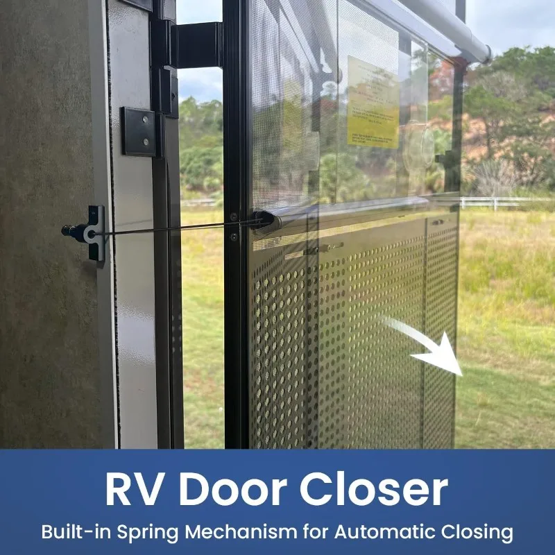 

RV For Camper Latch& Travel Trailer Handle Compatible Screen Door Closer With Adjustable Tension, Automatic Closing Device